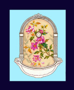 Eric Kempson - Blue Flower Porcelain Wash Basin Three